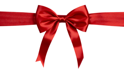 single luxury satin ribbon bow deep red color tied neatly with trailing ends isolated on transparent background  Generative AI