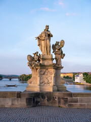 Stone Statues on Charles Bridge in Prague