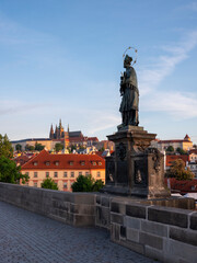 Statue with Halo on Charles Bridge in Prague