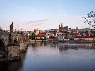 Charles Bridge with Prague Castle at Dawn