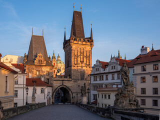 Fototapeta premium Charles Bridge and Tower at Sunrise in Prague