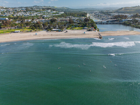 Surfers waiting for waves at Doheny State Beach