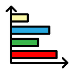 Horizontal Bar Graph Vector Filled Icon Design