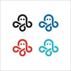 octopus logo kraken vector icon line art outline