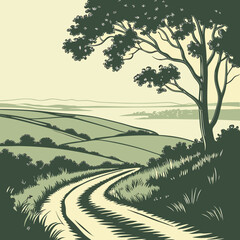 vector illustration of a rural landscape