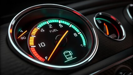 Fototapeta premium Classy Car Fuel Gauge: Illuminated Dashboard Meter