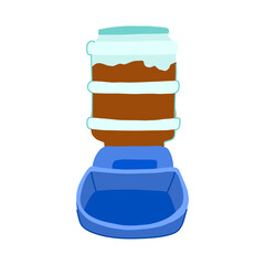 cat automatic pet feeder cartoon vector illustration