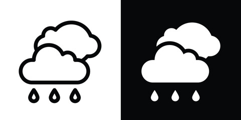 Weather Icon with Clouds and Rain: Rainy Climate Symbol