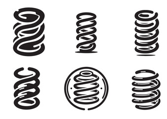Coil Spring Icon Set, Coil Spring Silhouette Vector