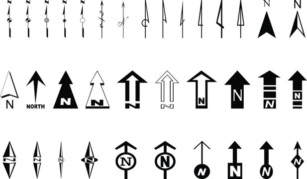 Compass icon set stock illustration collection