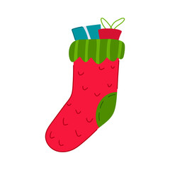 holiday christmas sock cartoon vector illustration