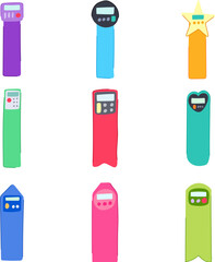 digital bookmark set cartoon vector illustration