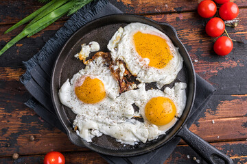 three egg omelette in a cast iron skillet
