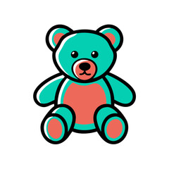 Obraz premium Cute teal teddy bear illustration, for children's books