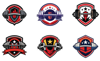 Weightlifting Badge Designs Gym Fitness Logos Strong