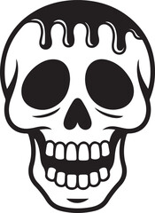 Melting Skull Vector, Dripping Horror Skull Illustration, Black and White Creepy Design, Gothic Tattoo Art, Monochrome Illustration of Melting Skull with Dripping Effect