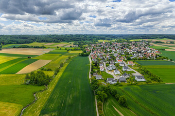 Ausblick auf Diedorf-Anhausen im Anhauser Tal westlich von Augsburg