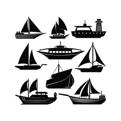  Collection of Boat and Ship Silhouettes