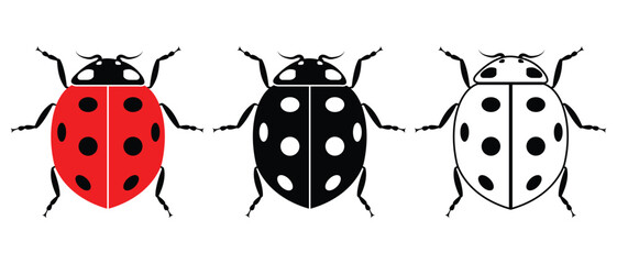 Lady bug ladybug vector illustration. Lady bug, beetle silhouette icon in white background. Insect vector illustration.