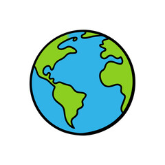 Cartoon World Globe Doodle Illustration