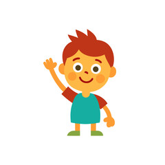 Cartoon Kid Raising Hand Doodle Icon
