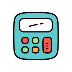 Cartoon Calculator App Doodle Vector