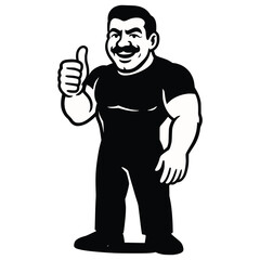 Muscular Man with a Thick Mustache Strikes a Bold Pose Generative AI