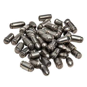 Pile of metallic bullets ammunition cartridges firearm projectiles weapons