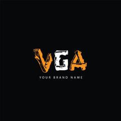 VGA swoosh three letter logo design vector