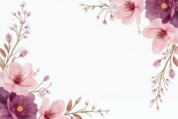 Fototapeta premium Classy wedding invitation with plum and light pink blossoms. 