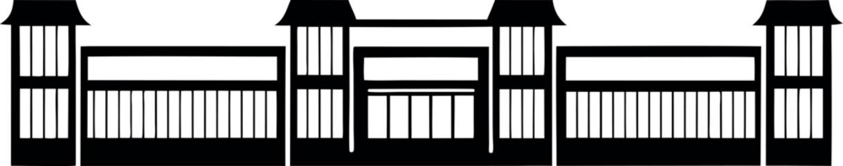 Architectural Silhouette of an Elaborate Entrance or Passage with Asian Style Elements vector silhouette