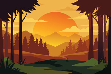 sunset in the mountains