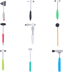 reflex hammer set cartoon vector illustration