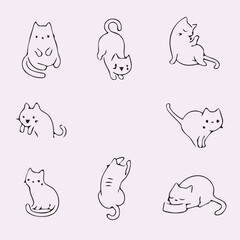 Fototapeta premium Cat Activities Group Vector Image Set