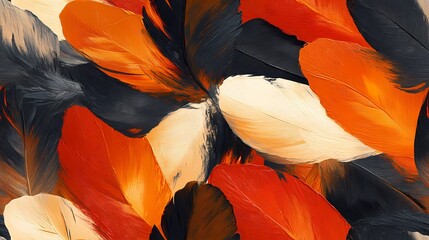 Seamless texture showing layered parrot feathers in bright tones, ideal for bold surface decoration and textile design.