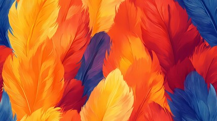 Parrot feather tile with multicolored details, suitable for exotic wallpaper, animal print products, and natural pattern compositions.