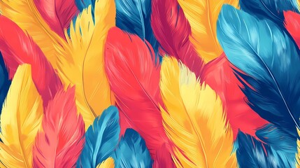 Parrot feather tile with multicolored details, suitable for exotic wallpaper, animal print products, and natural pattern compositions.