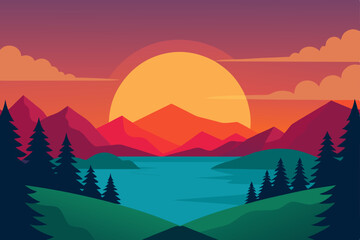 sunset in the mountains
