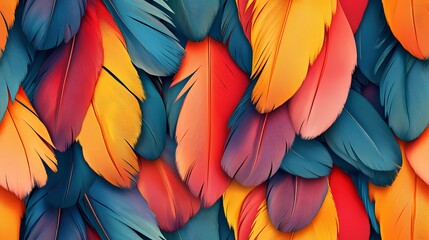 Parrot feather tile with multicolored details, suitable for exotic wallpaper, animal print products, and natural pattern compositions.