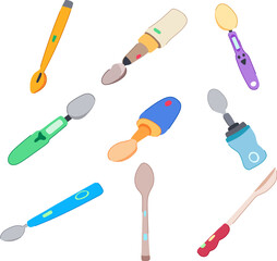smart spoon set cartoon vector illustration