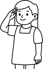 Obraz premium 현충일을 기념하는 경례하는 여자 어린이 일러스트