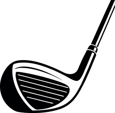 Sleek black and white illustration of a golf club, emphasizing precision vector silhouette
