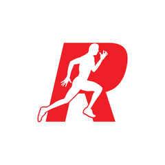 letter R run abstract  logo vector designs