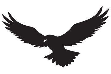 Obraz premium Flying Eagle Silhouette Vector – Majestic Bird Graphic for Wildlife, Nature, Tattoo, Logo, Freedom Symbol, Art, and Crafts