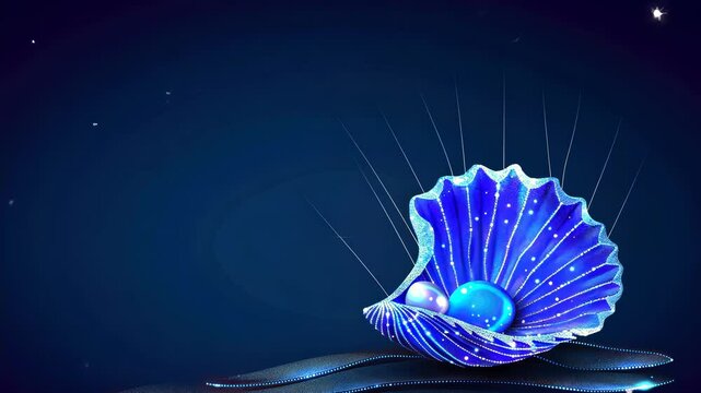 Deep-sea treasure.  A luminous, iridescent shell holds two luminous pearls