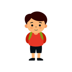 Cartoon Boy with Backpack Doodle Illustration