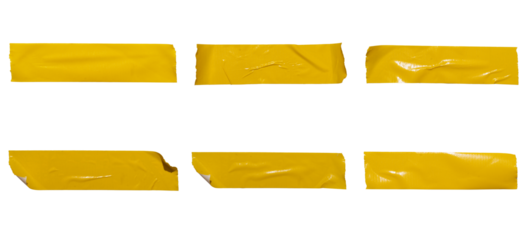 Set of yellow banners paper stickers sheets, Copy space for text preview tags labels elements design, isolated on white background, png