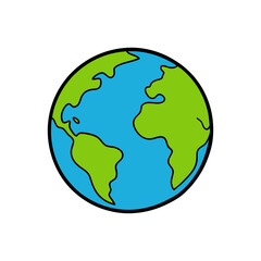 Cartoon World Globe Doodle Illustration