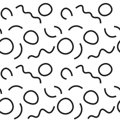 hand drawn abstract shapes seamless pattern on white background, vector seamless flat pattern design