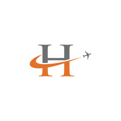 letter H travel airplane logo vector